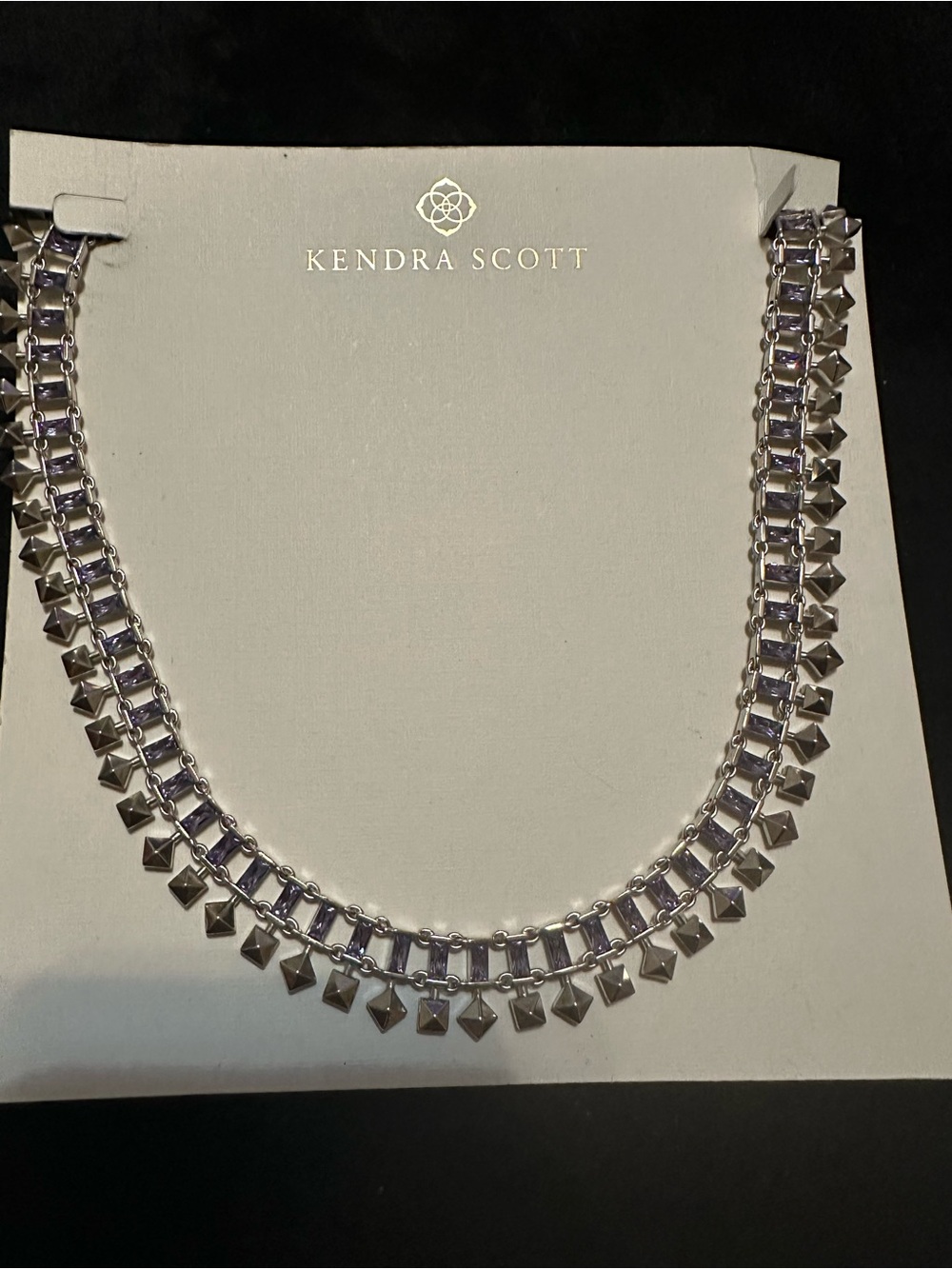 Kendra Scott Silver DAZZLE Pyramid Chain Necklace BRAND NEW